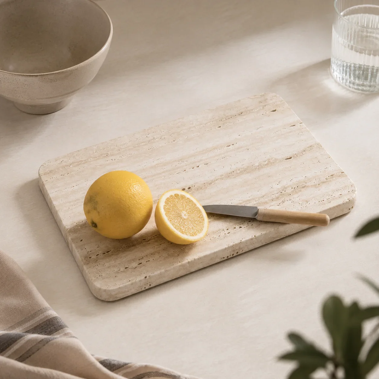 Natural Travertine Marble Serving Tray — original gallery material or finish reference 1