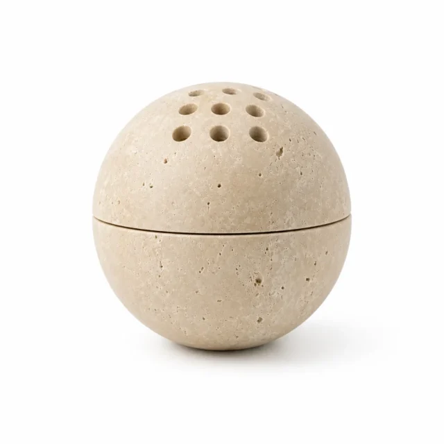Natural Travertine Sphere Incense Burner Ball