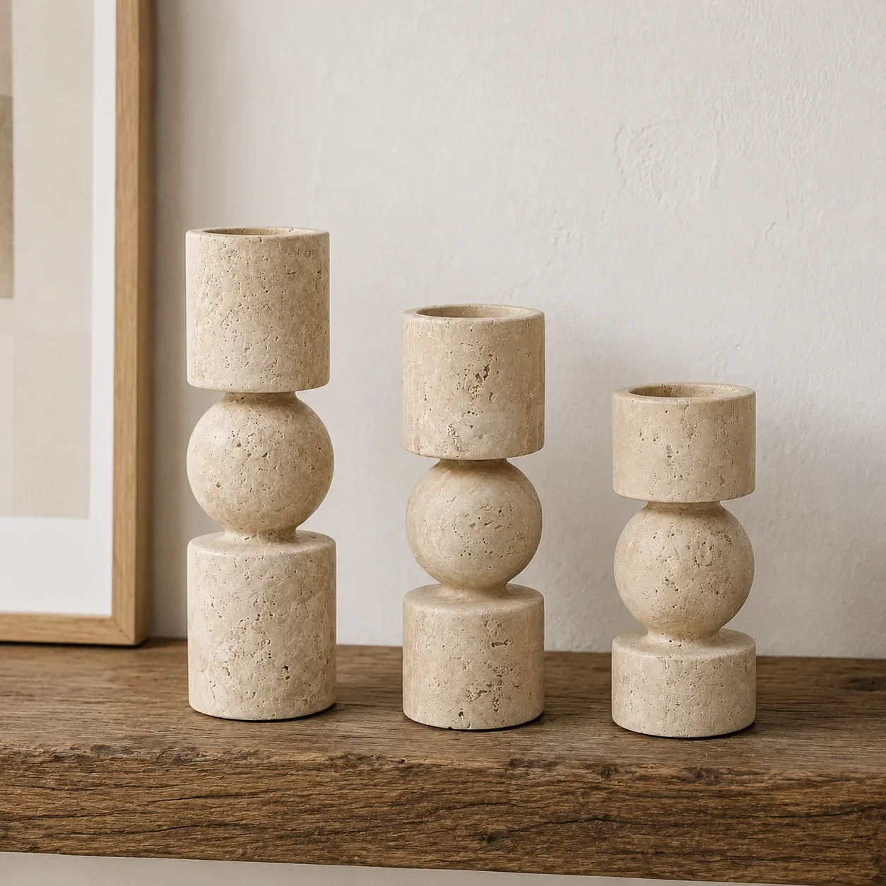 Natural Travertine Stone Candle Holders — original gallery material or finish reference 1