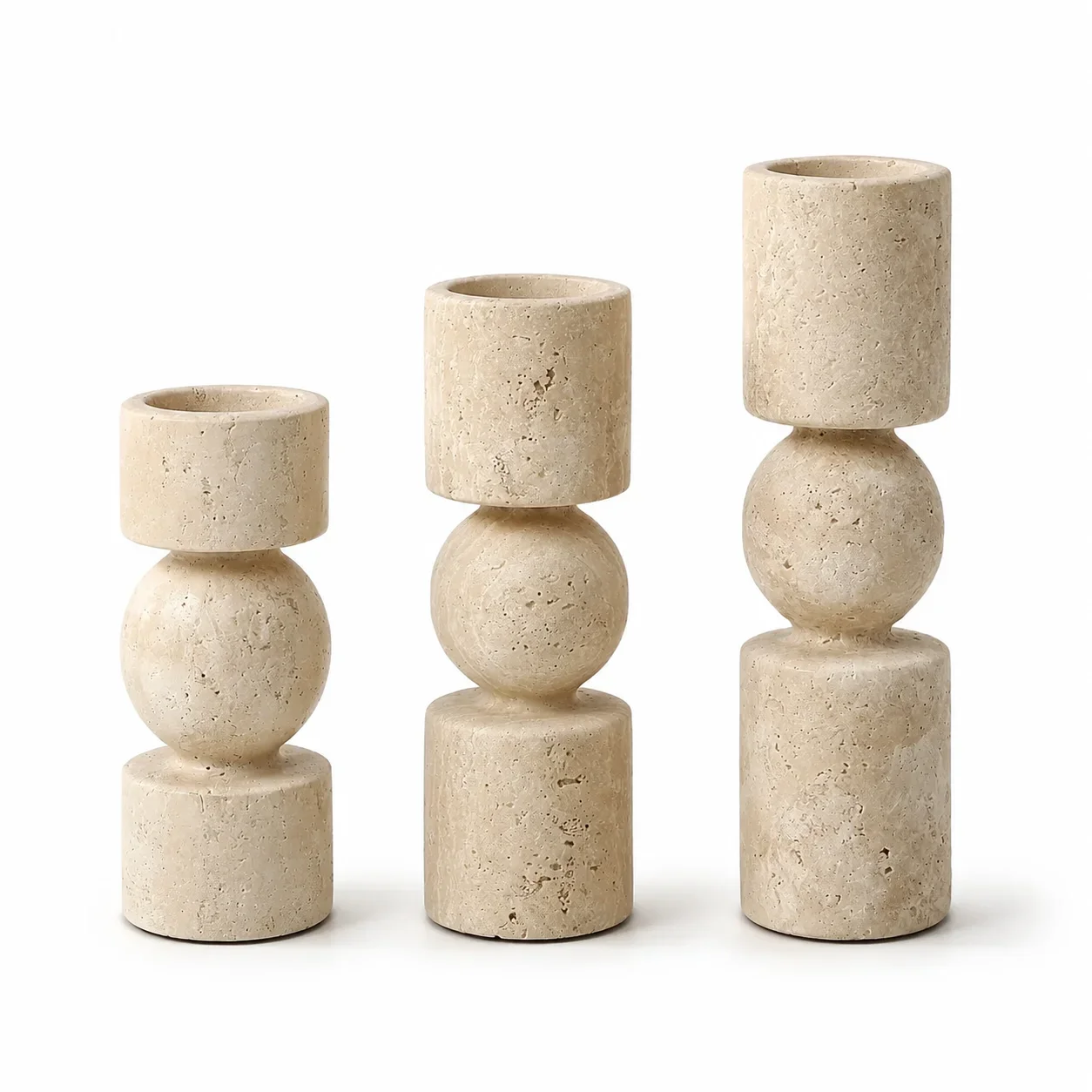 Natural Travertine Stone Candle Holders