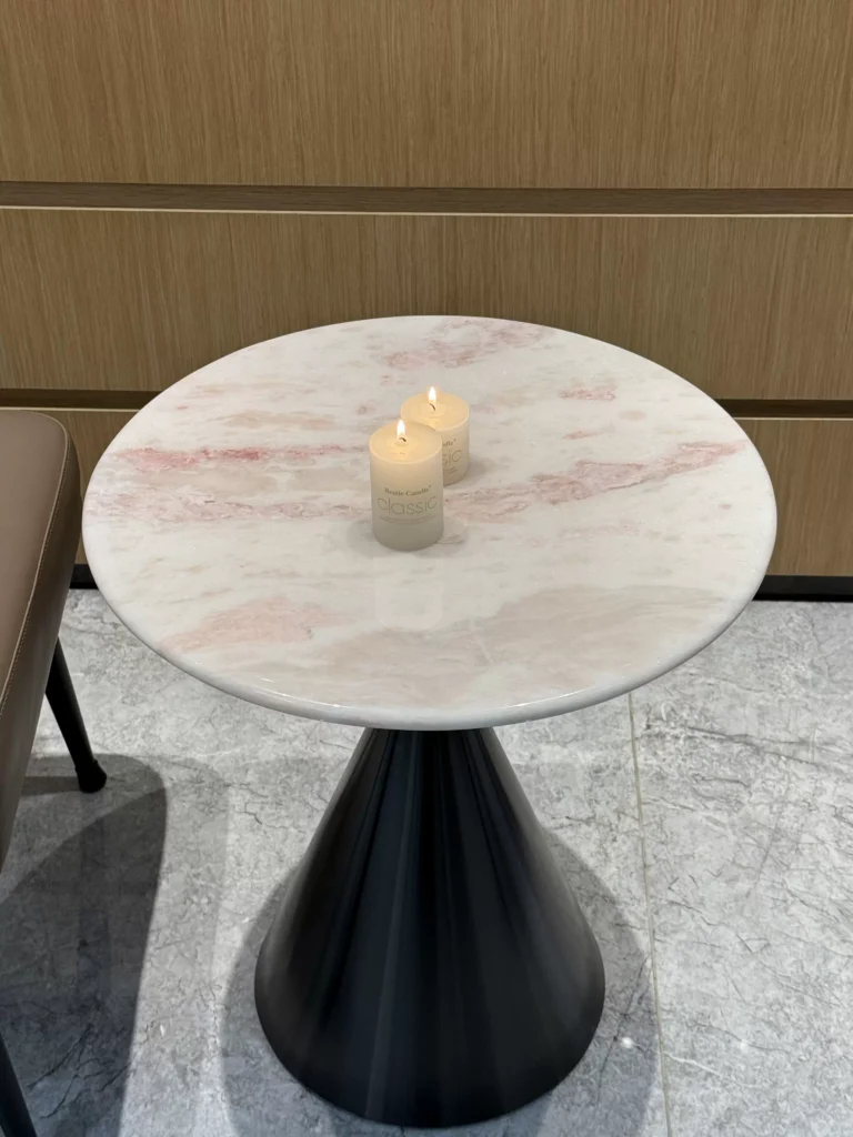 Pink Stone Round Side Table with Conical Base — alternate view 7