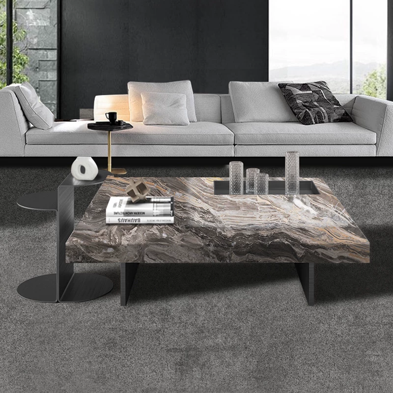 Venice Brown Stone Rectangular Coffee Table