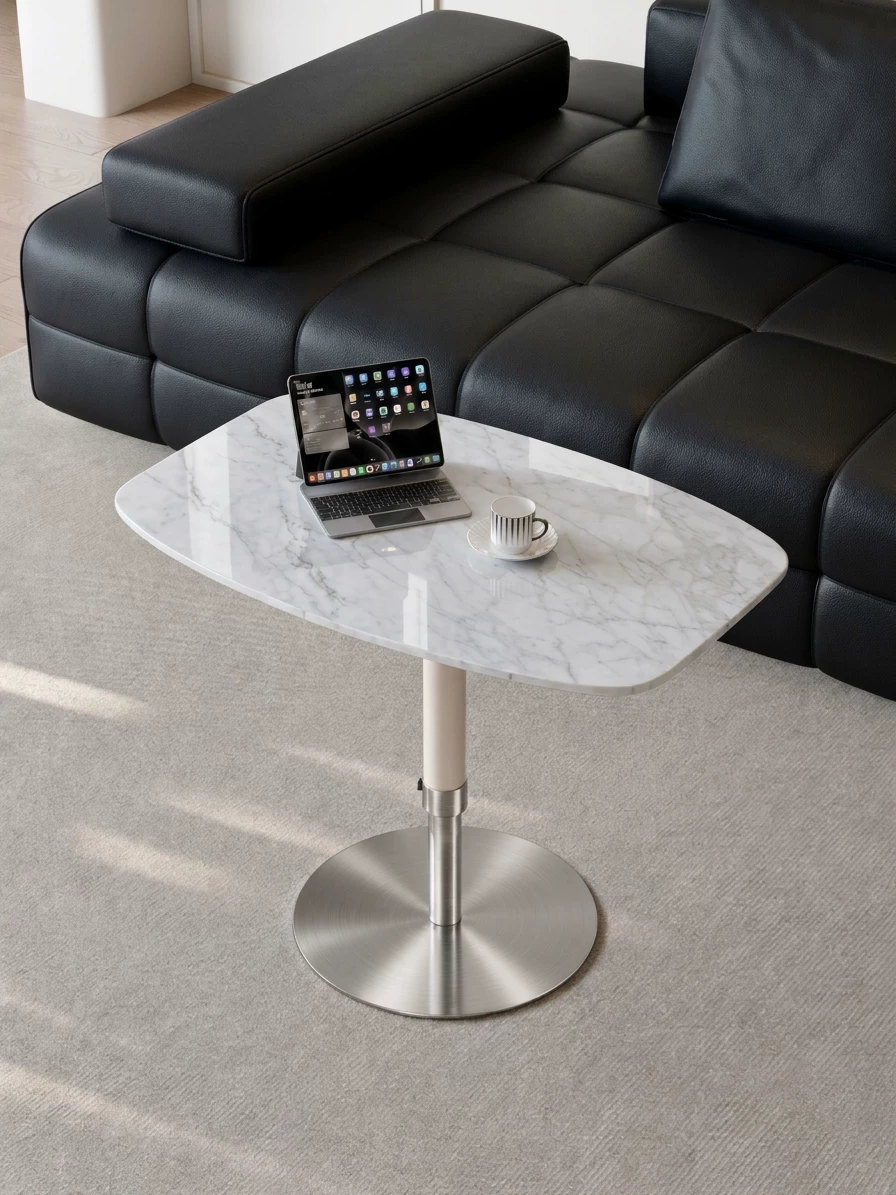 Adjustable-Height Swivel Stone Side Table