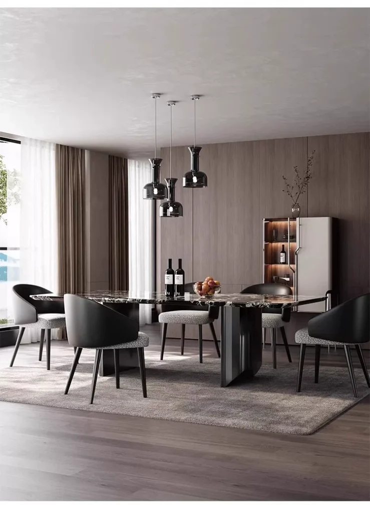 Black and White Marble Dining Table — Rectangular and Round Designs — alternate view 6
