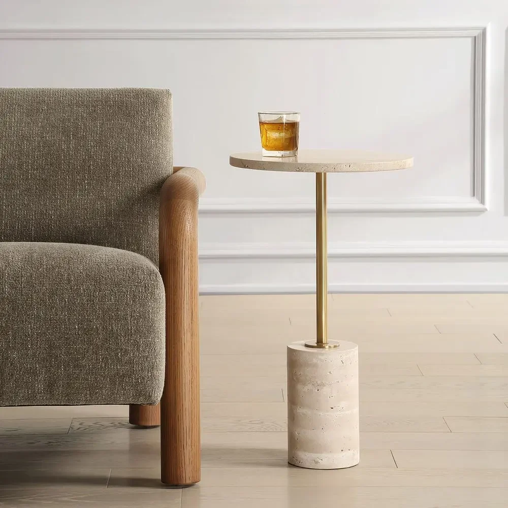 Round Travertine Accent Table — original gallery material or finish reference 1