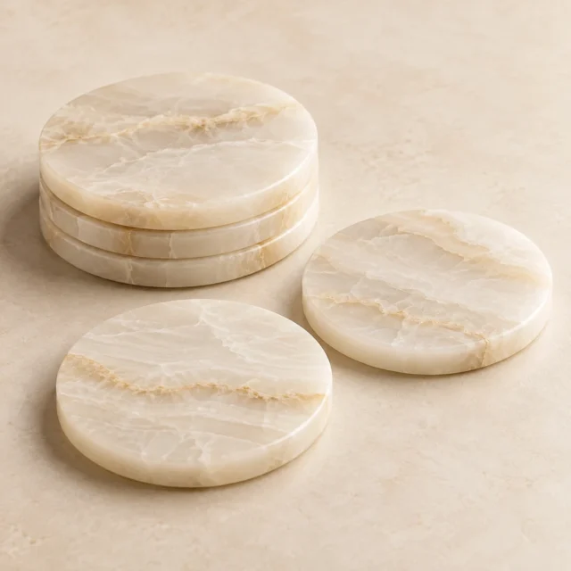 Coaster Set White Onyx