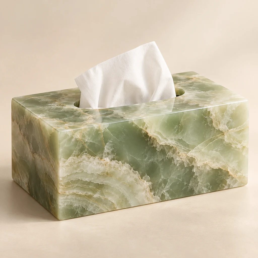 Tissue Box Green Onyx