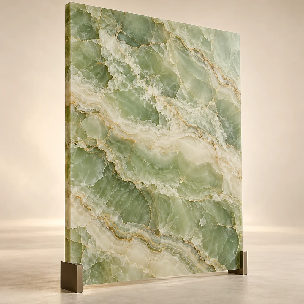 Reception Feature Slab Green Onyx