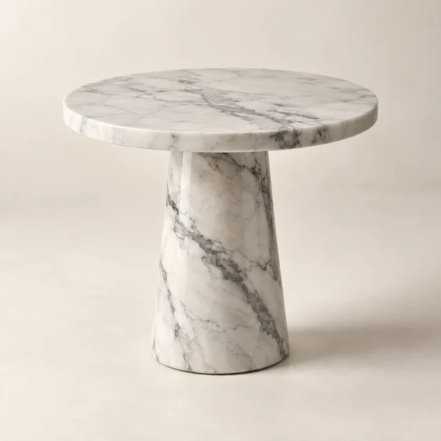 Round Side Table Super White Dolomite