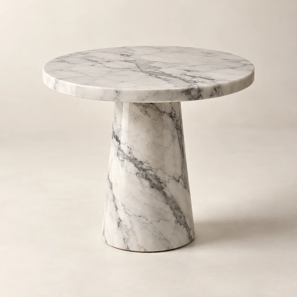 Round Side Table Super White Dolomite