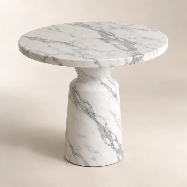 Round Side Table Statuario Marble
