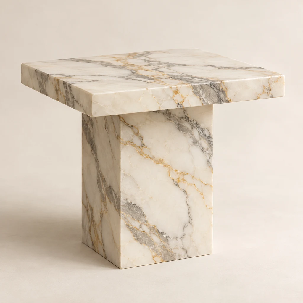 Plinth Side Table Calacatta Gold
