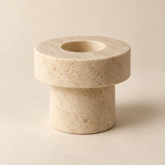 Candle Holder Crema Limestone