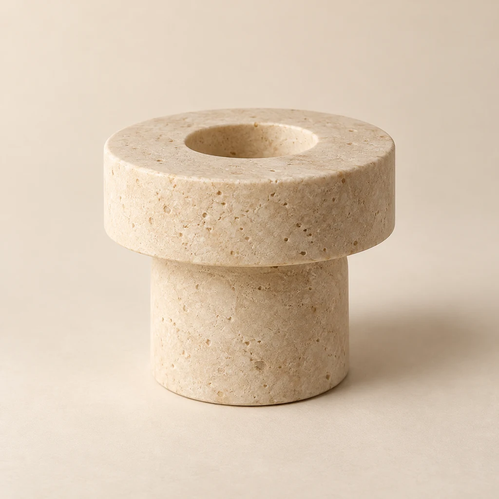 Candle Holder Crema Limestone