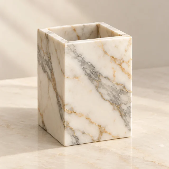 Calacatta Gold Marble Pen Holder