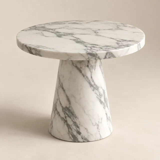 Round Side Table Calacatta Marble
