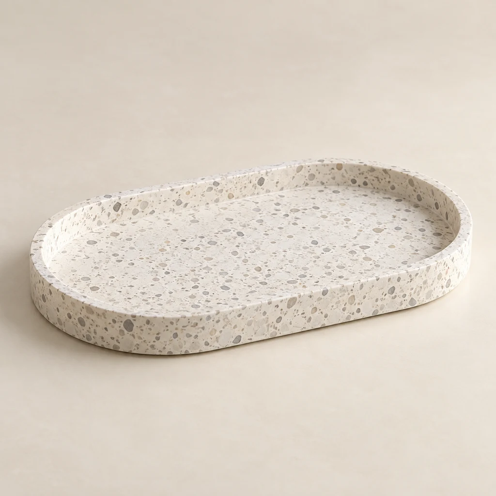 Decorative Tray White Terrazzo