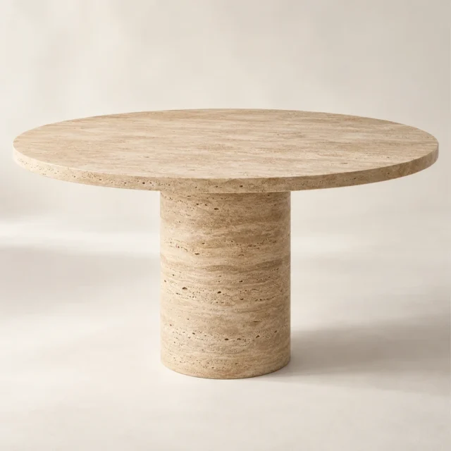 Pedestal Dining Table - Travertine Round 120