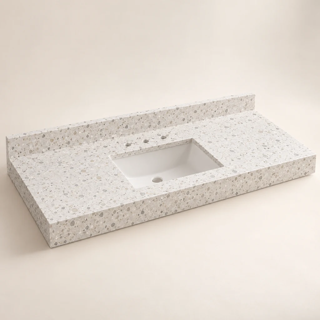 White Terrazzo Vanity Top