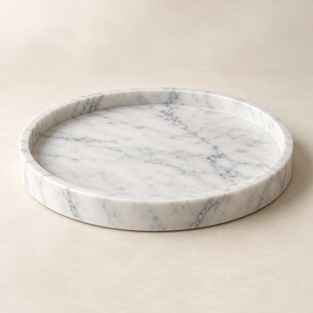 Carrara Marble Round Tray
