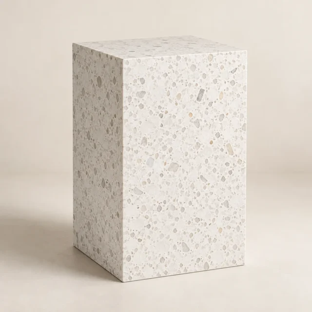 Display Plinth White Terrazzo