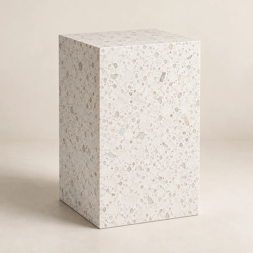Display Plinth White Terrazzo