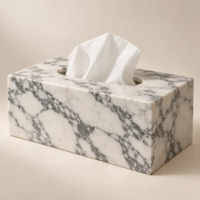 Tissue Box Arabescato Marble