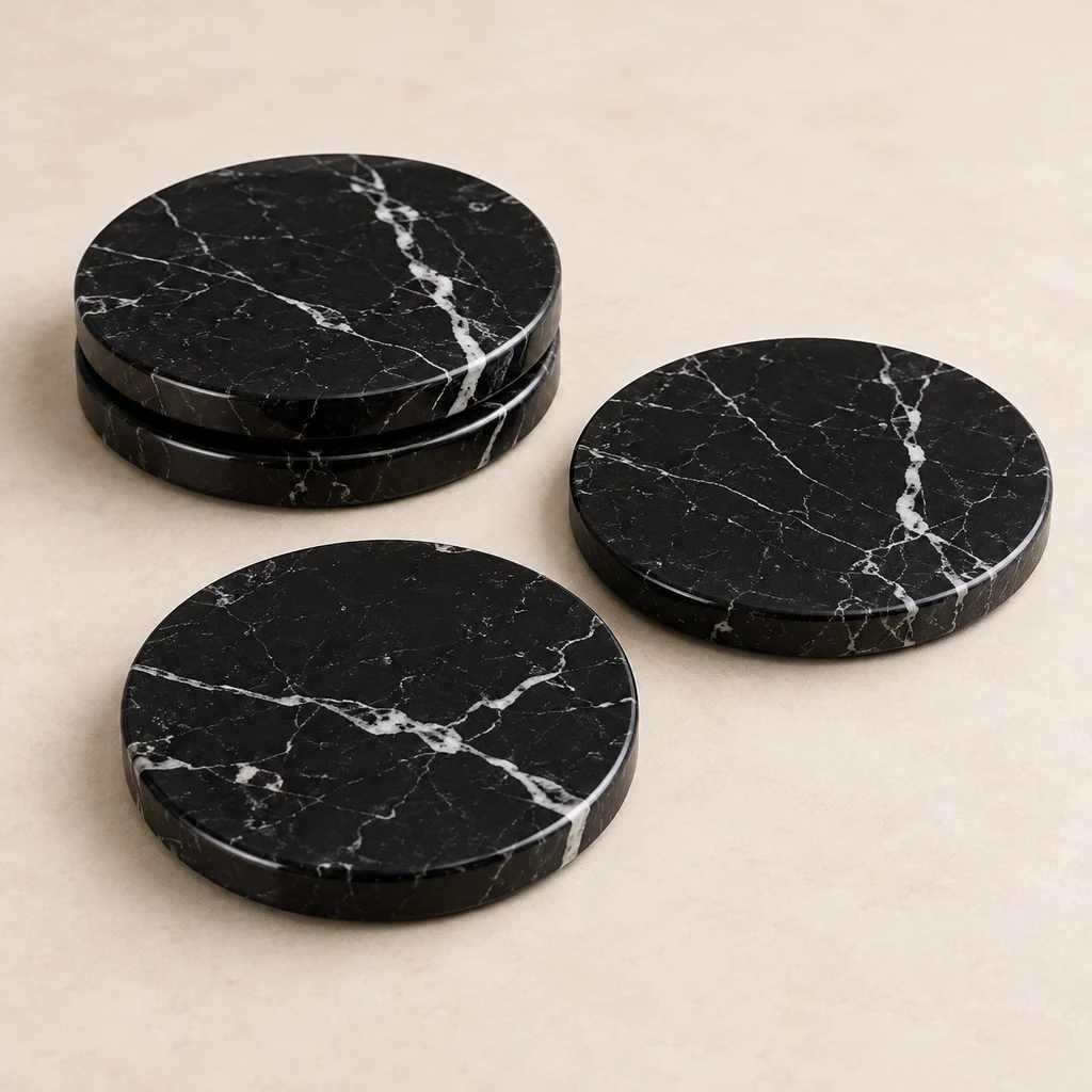 Nero Marquina Marble Coasters Set