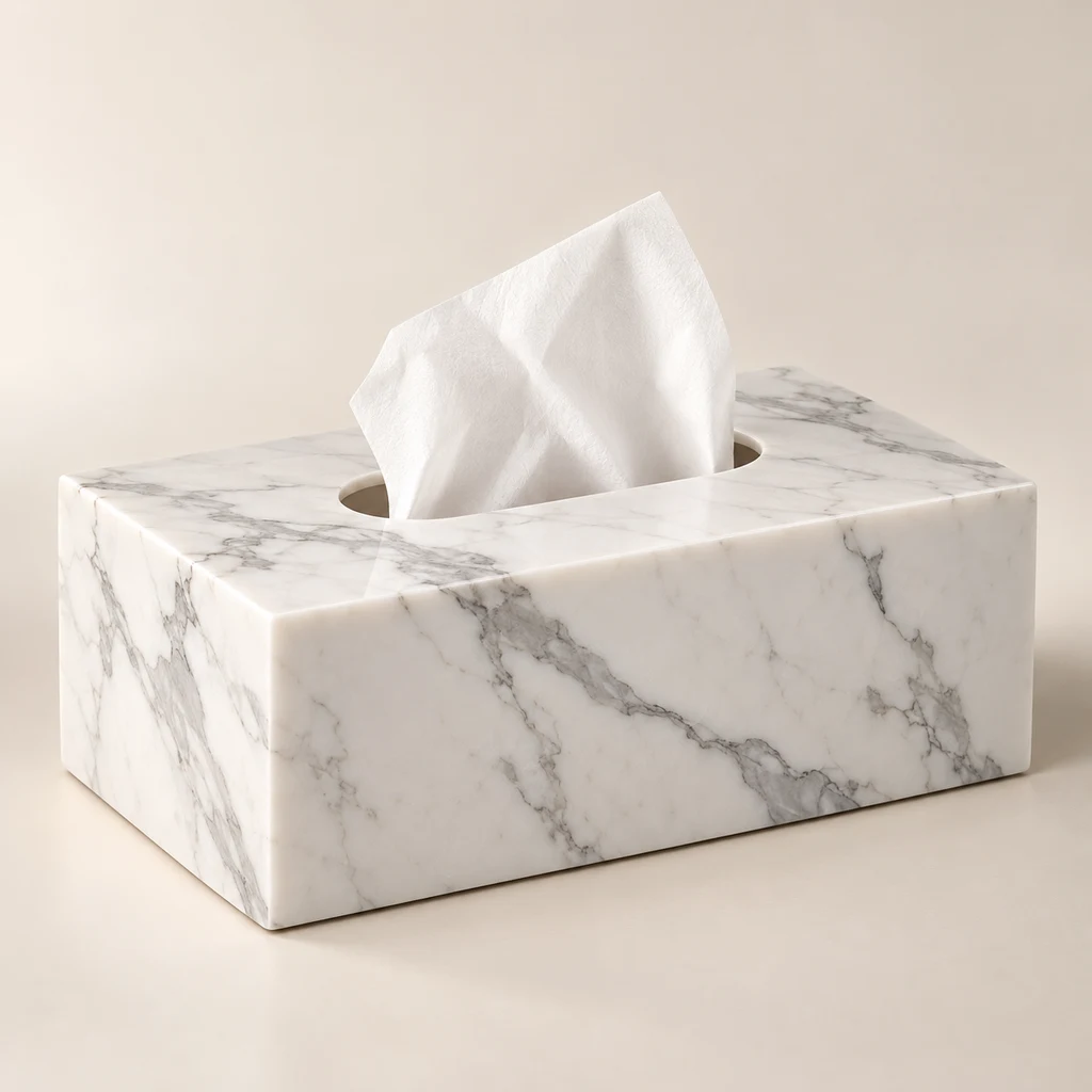 Tissue Box Statuario Porcelain
