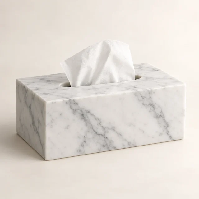 Tissue Box Carrara Marble