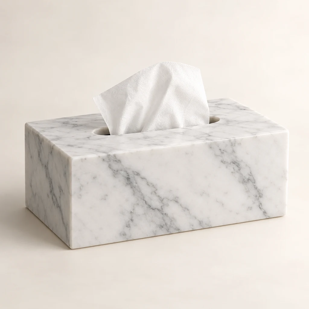 Tissue Box Carrara Marble