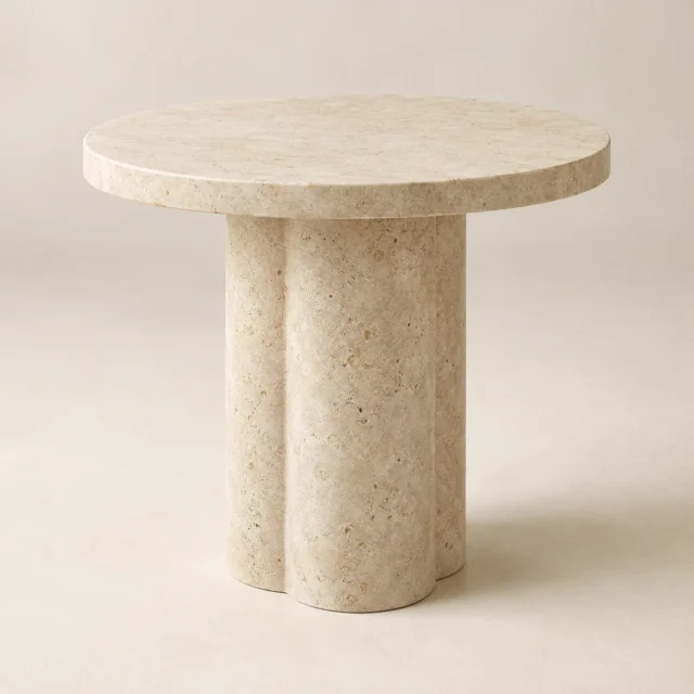 Round Side Table Crema Limestone