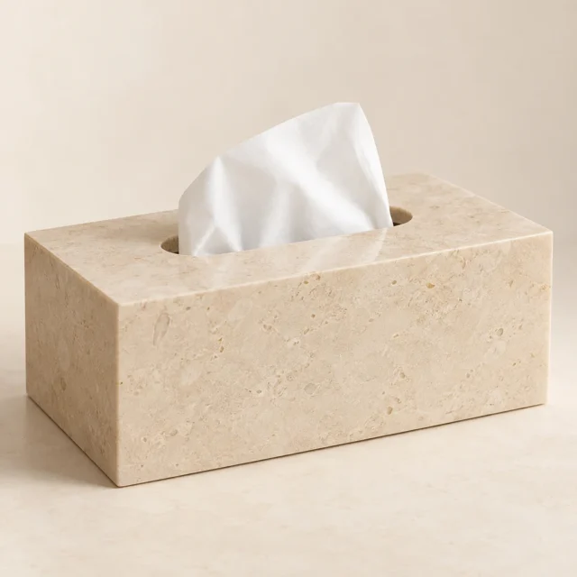 Tissue Box Crema Limestone