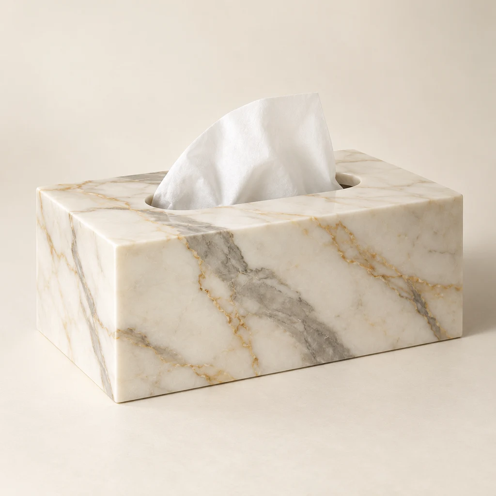 Calacatta Gold Marble Tissue Box