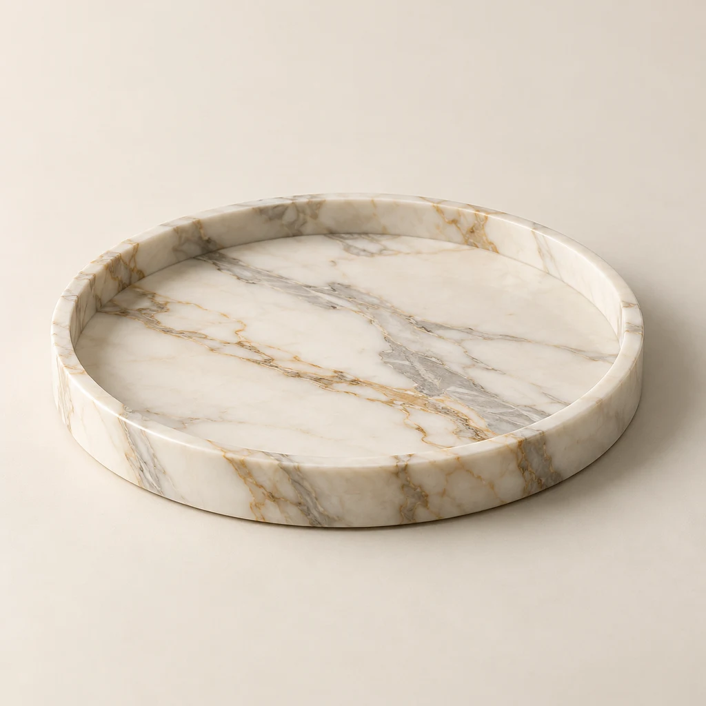 Round Marble Tray Calacatta Gold