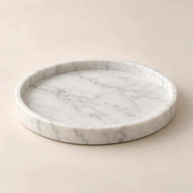 Round Marble Tray - White Marble Small