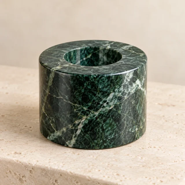 Forest Green Marble Candle Holder