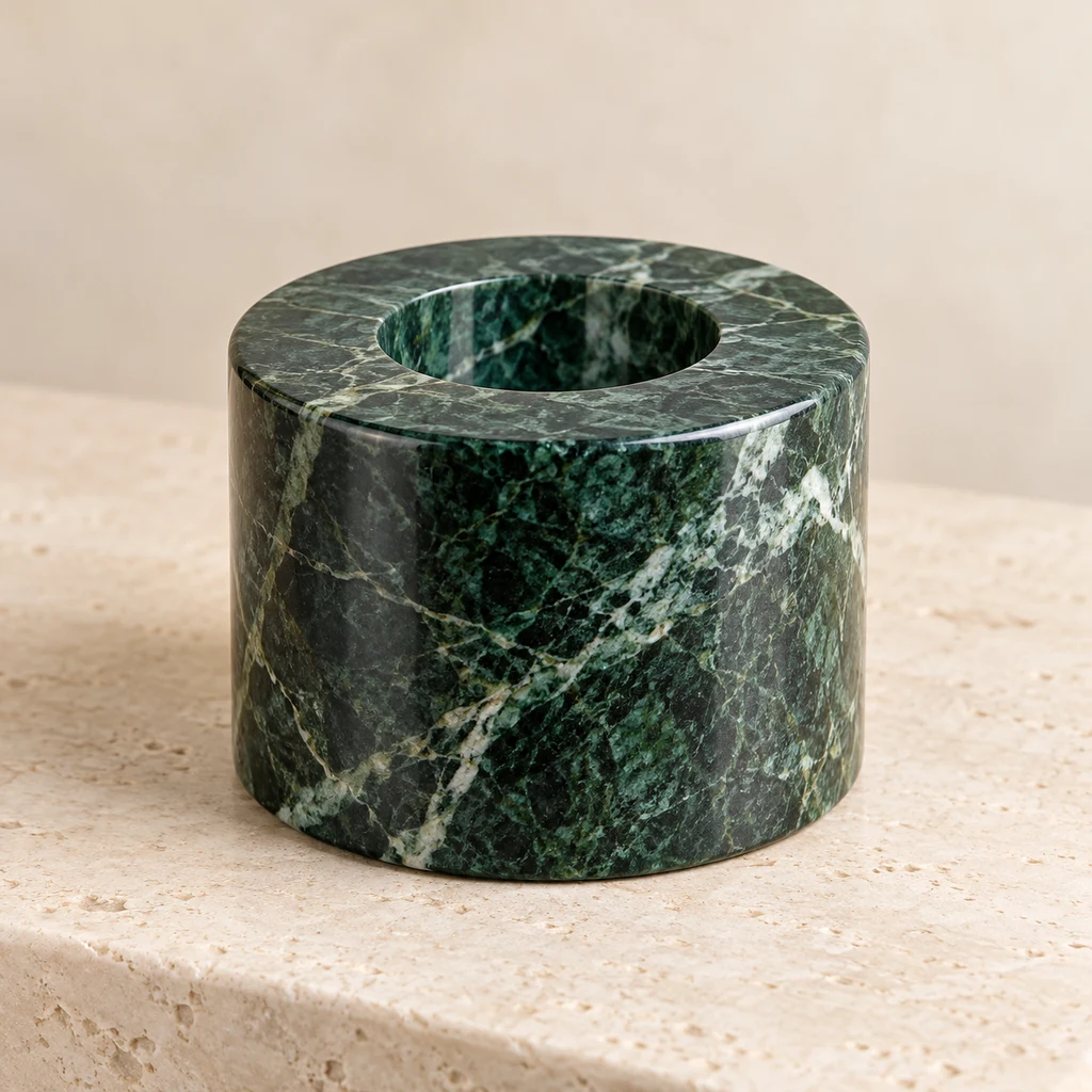 Forest Green Marble Candle Holder