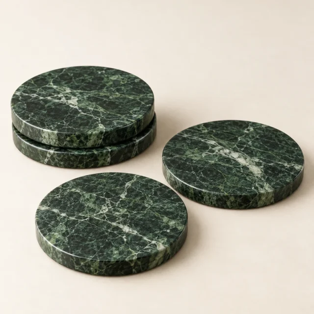 Coaster Set Forest Green Marble
