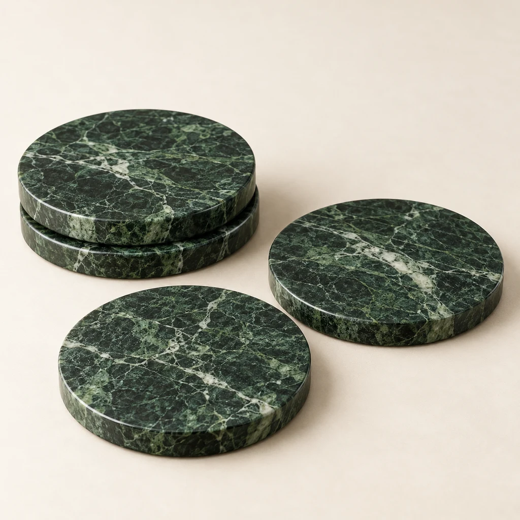 Coaster Set Forest Green Marble