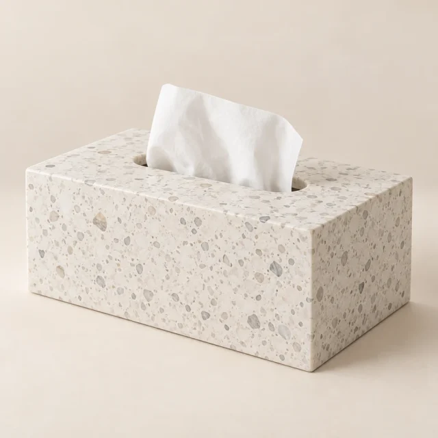Tissue Box White Terrazzo