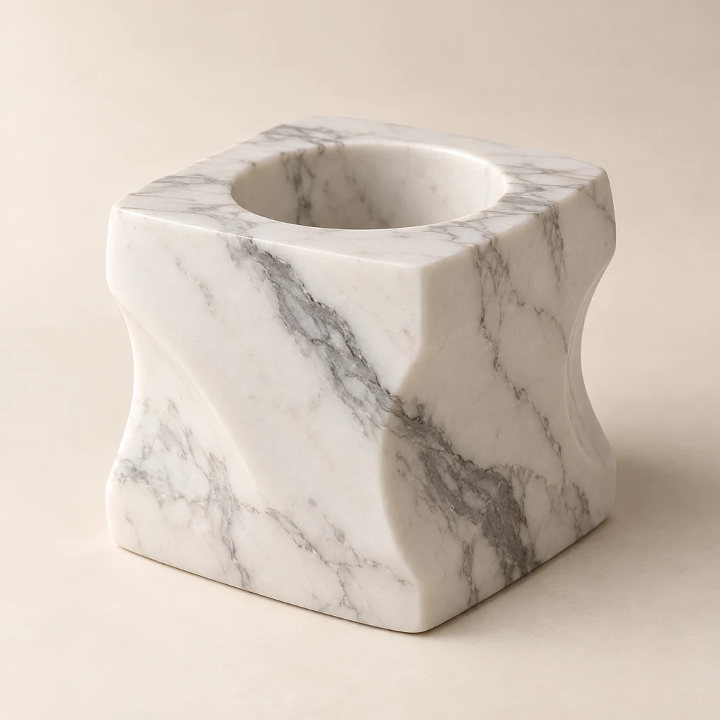 Candle Holder Statuario Porcelain