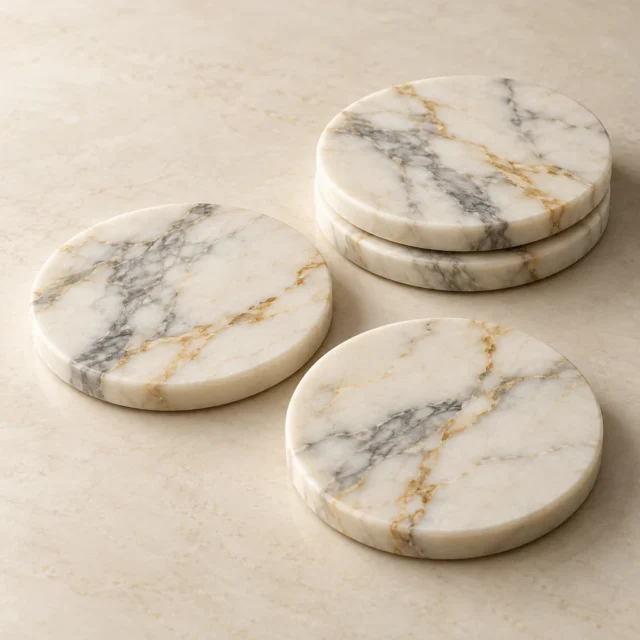 Calacatta Gold Marble Coaster Set