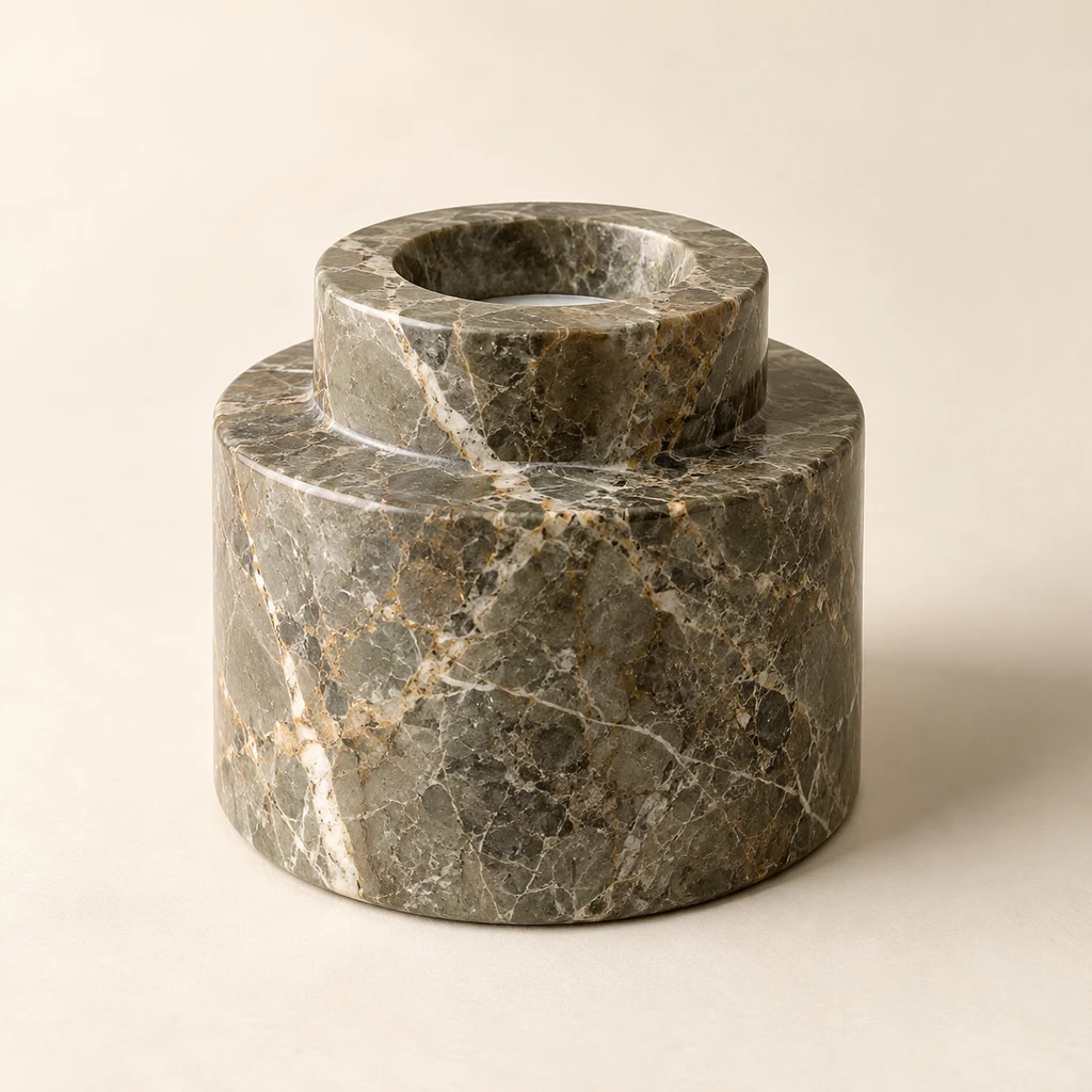 Candle Holder Fior di Bosco Marble