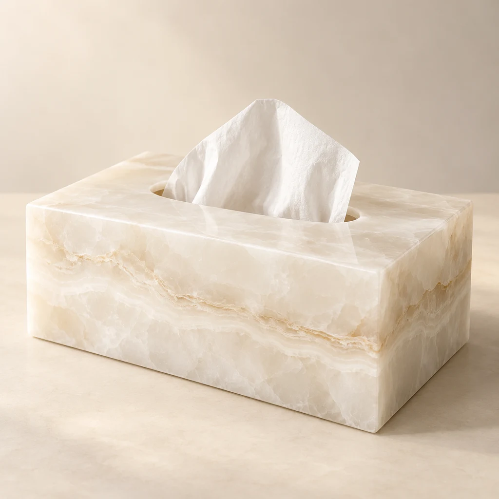 Tissue Box White Onyx