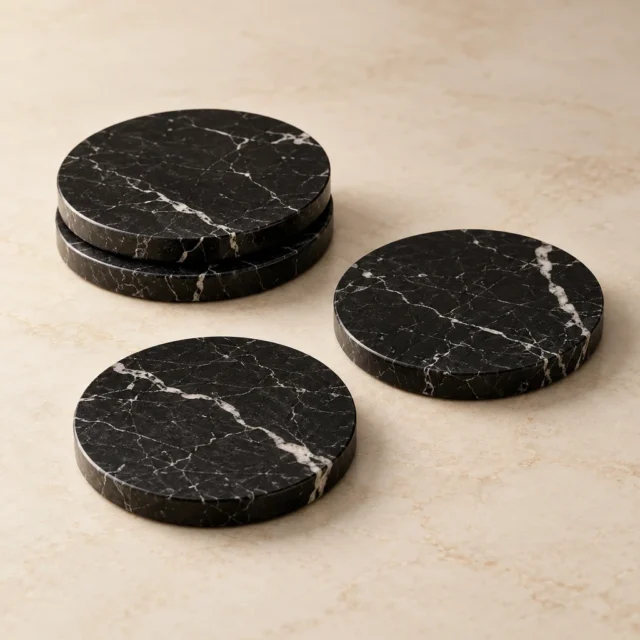 Coaster Set Nero Marquina Marble
