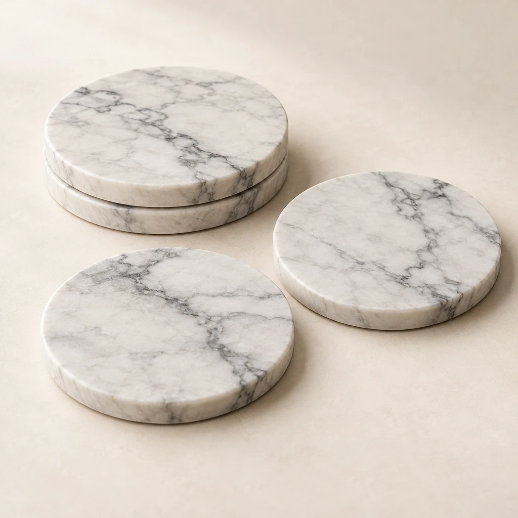 Coaster Set Super White Dolomite