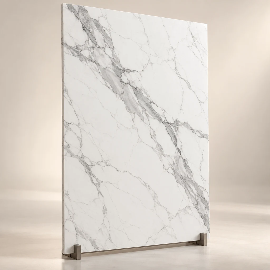 Reception Feature Slab Statuario Porcelain