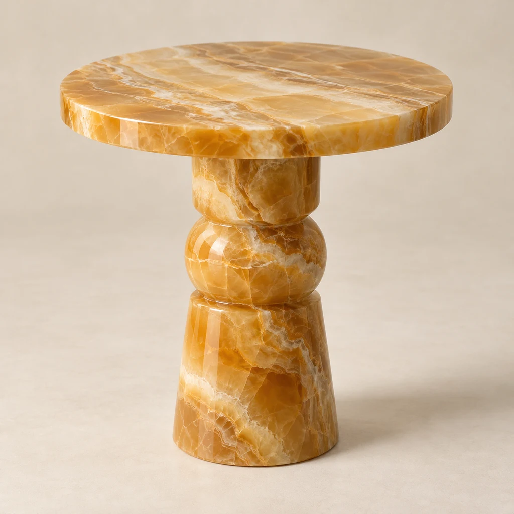 Round Side Table Honey Onyx