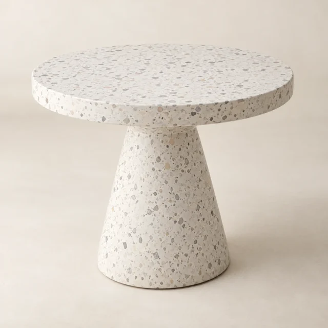 Round Side Table White Terrazzo